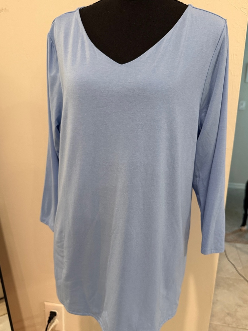 Chico's Light Blue V-Neck Long Sleeve Top